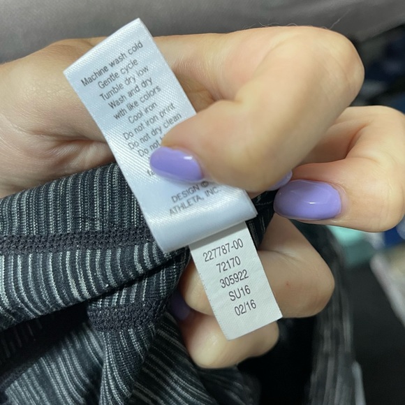 Athleta Mind Over Matter Carpi Leggings Space Dye Heathered Gray Striped… - Picture 7 of 8